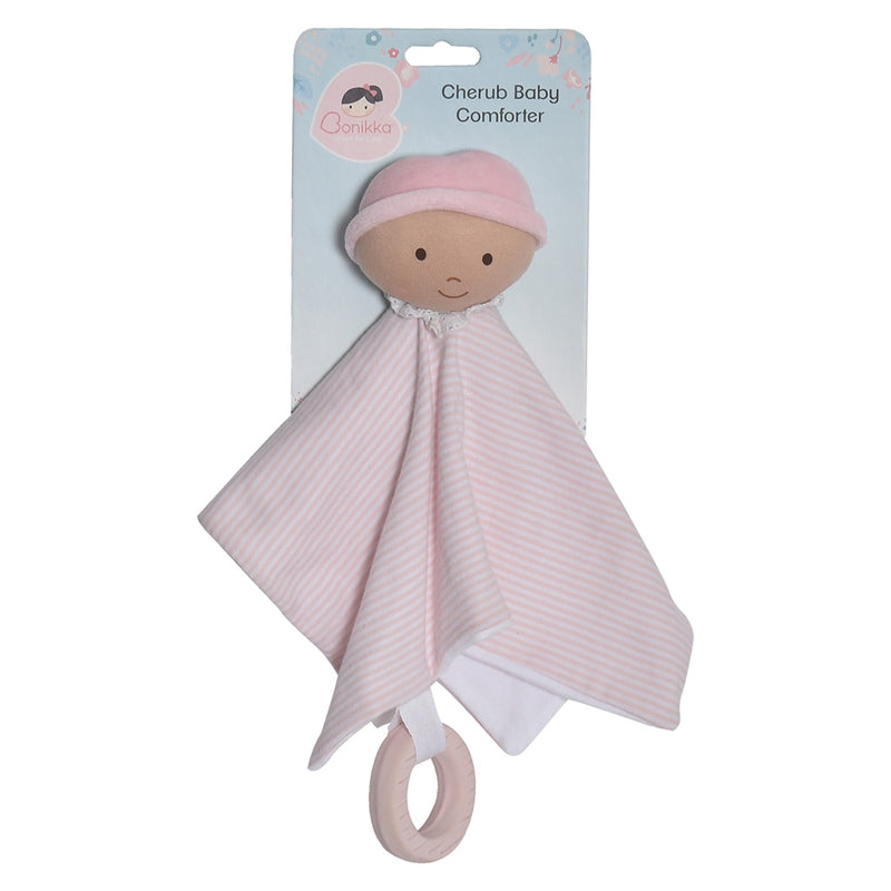 Cherub Baby Comforter with Rubber Teether - Pink