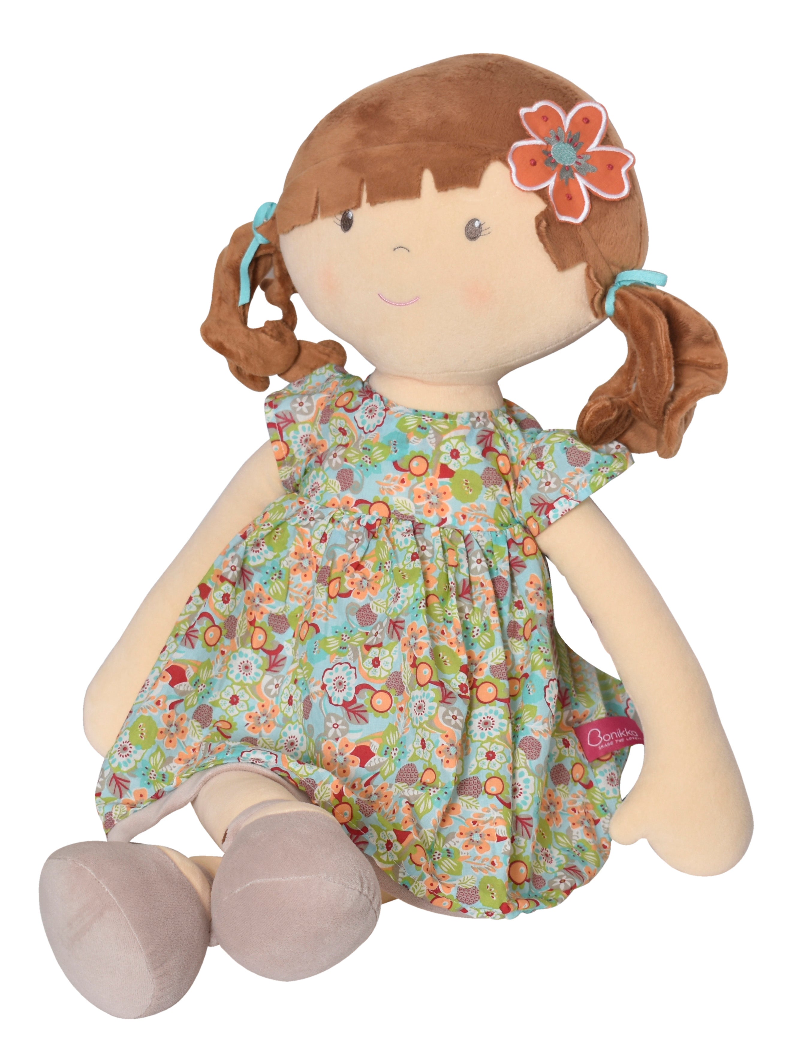 Summer X-Large Doll Brunette in Orange Flowered Dress