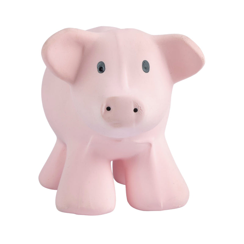 Pig Organic Natural Rubber Rattle. Teether & Bath Toy