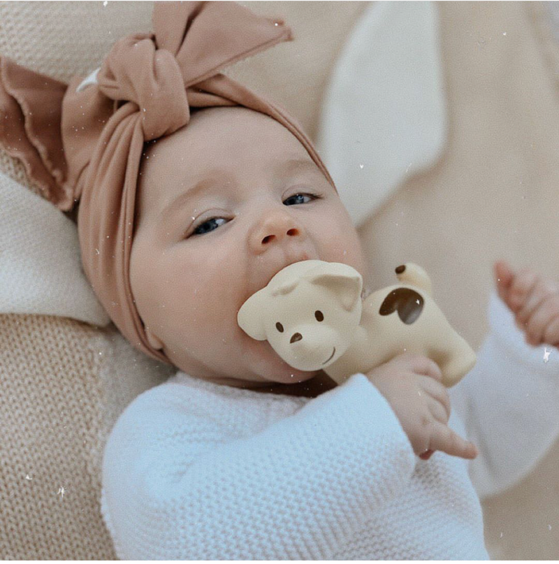 Puppy Organic Natural Rubber Rattle, Teether & Bath Toy