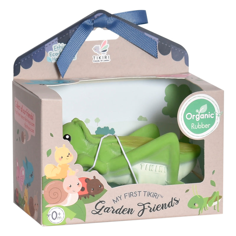 Grasshopper Natural Rubber Teether, Rattle & Bath Toy