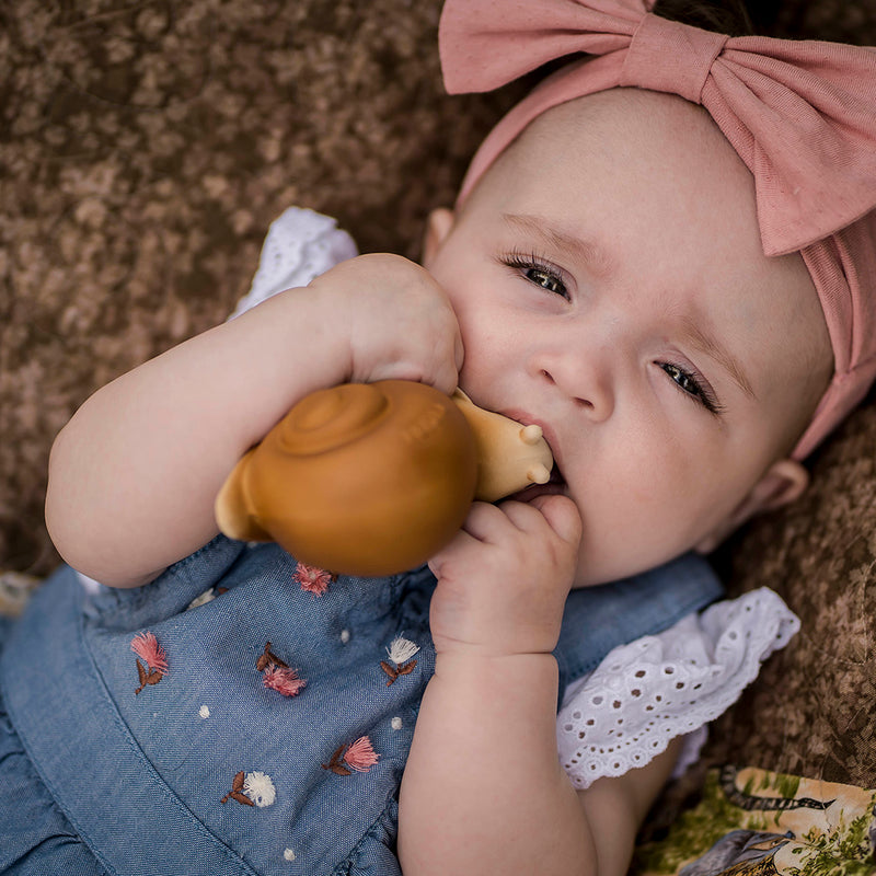 Snail Natural Rubber Teether, Rattle & Bath Toy