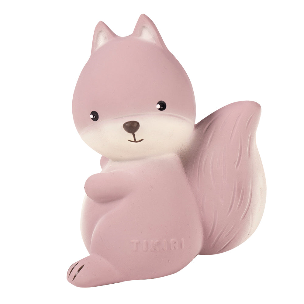 Squirrel Natural Rubber Teether, Rattle & Bath Toy