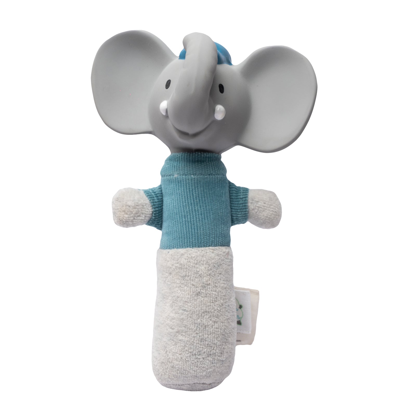Alvin the Elephant - Soft Squeaker and Teether Toy with Organic Natural Rubber Head
