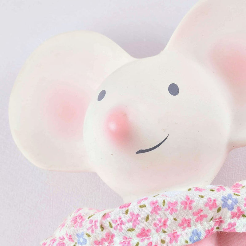 Meiya the Mouse Organic Natural Rubber Head Toy in Pink Dress