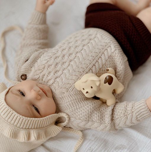 Puppy Organic Natural Rubber Rattle, Teether & Bath Toy