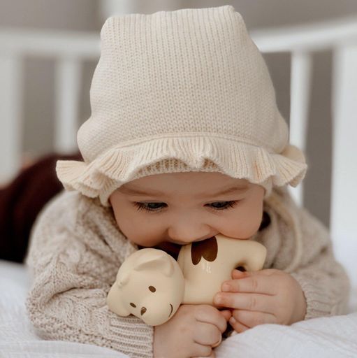 Puppy Organic Natural Rubber Rattle, Teether & Bath Toy