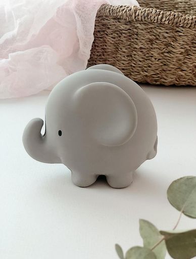 Elephant Organic Natural Rubber Rattle, Teether & Bath Toy
