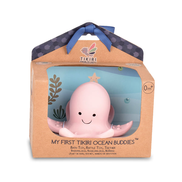 Octopus Organic Natural Rubber Rattle, Teether & Bath Toy