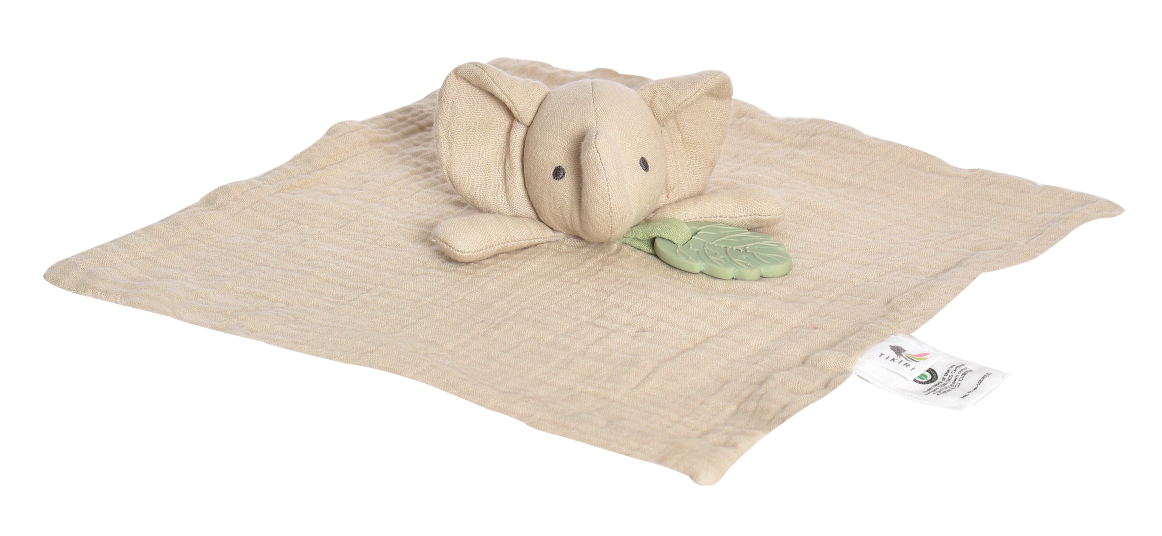 Elephant Comforter with Rubber Teether Tikiri Toys USA