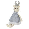 White Holiday Reindeer in Blue & White Stripe Outfit