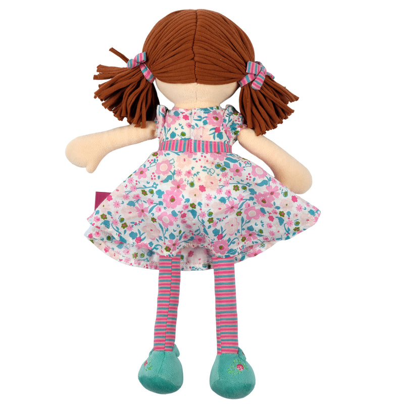 Lil'l Katy Dark Brown Hair with Pink & Sea Green Dress