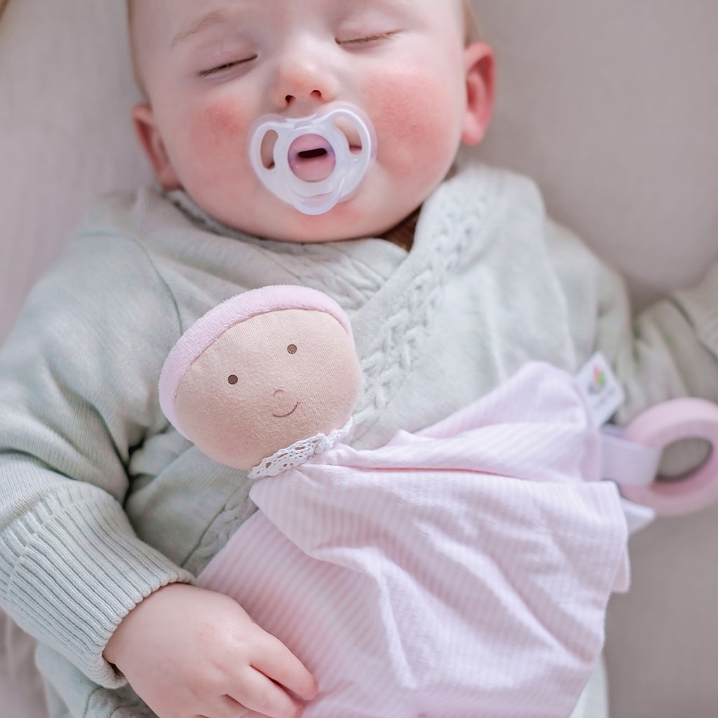 Cherub Baby Comforter with Rubber Teether - Pink