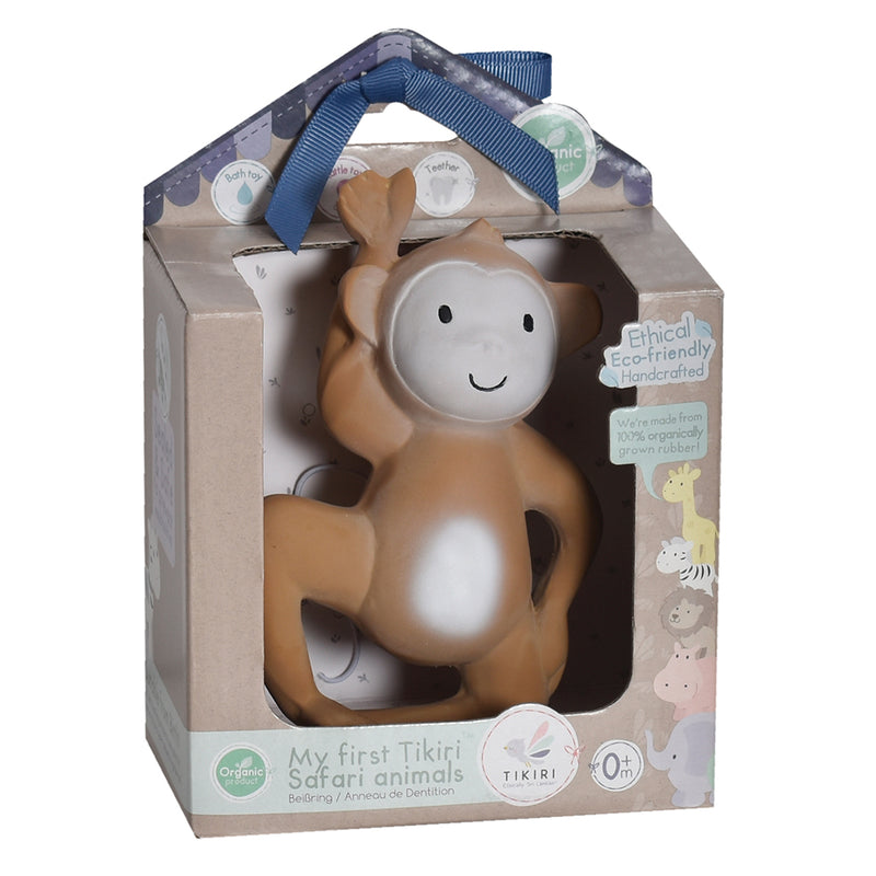 Monkey Organic Natural Rubber Rattle, Teether & Bath Toy