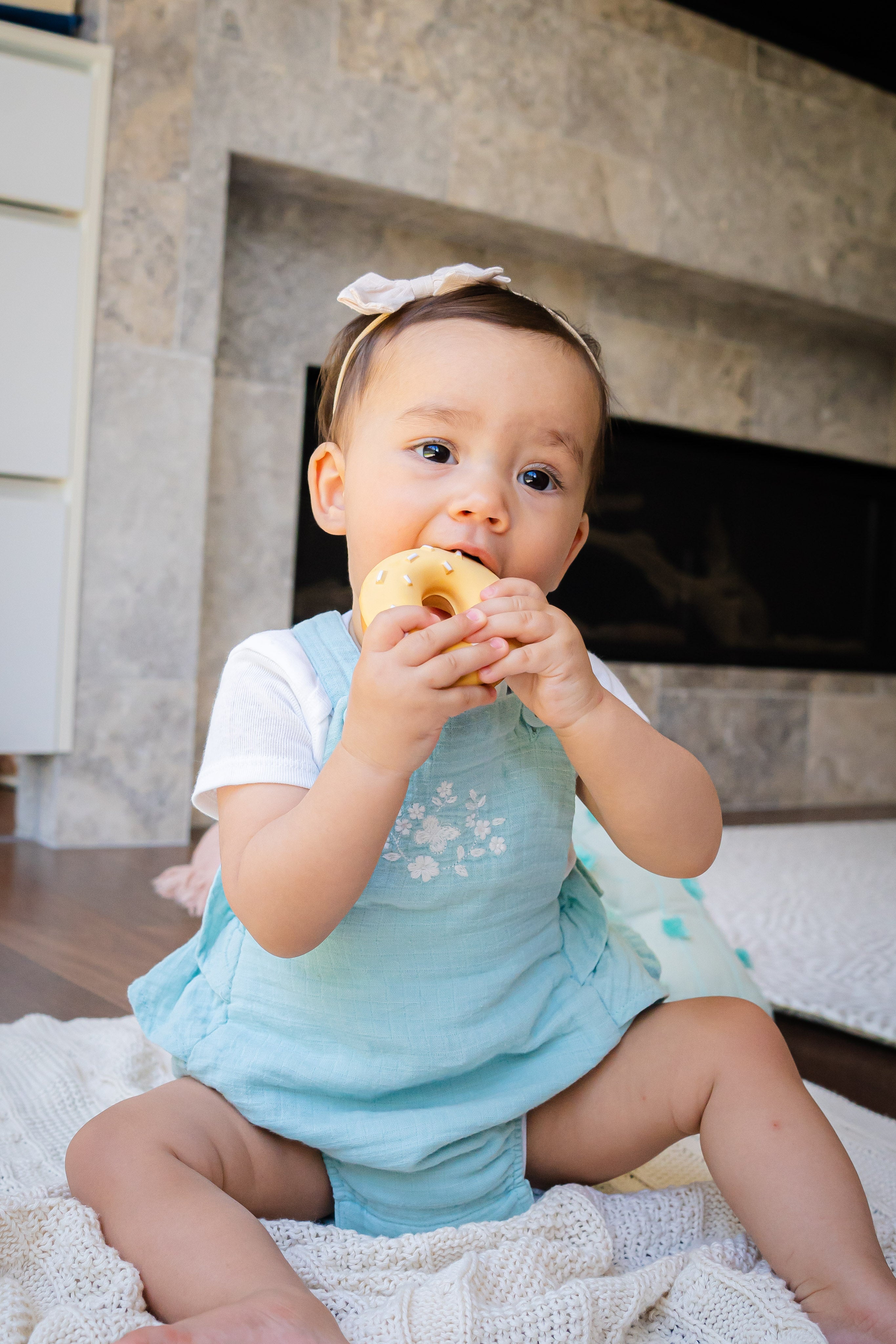 Donut Natural Rubber Teether, Rattle & Pretend Play