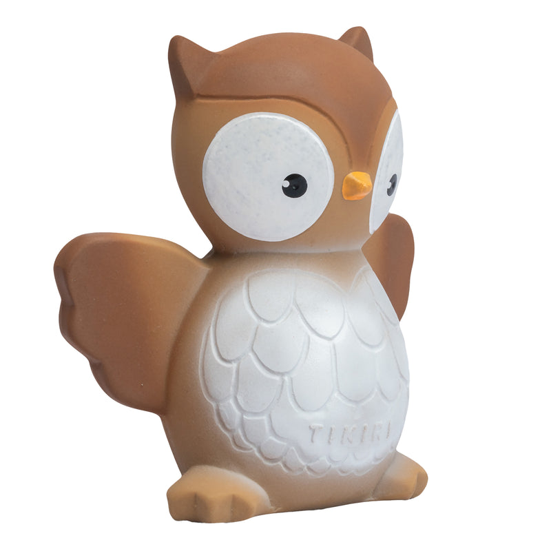 Owl Natural Rubber Teether, Rattle & Bath Toy