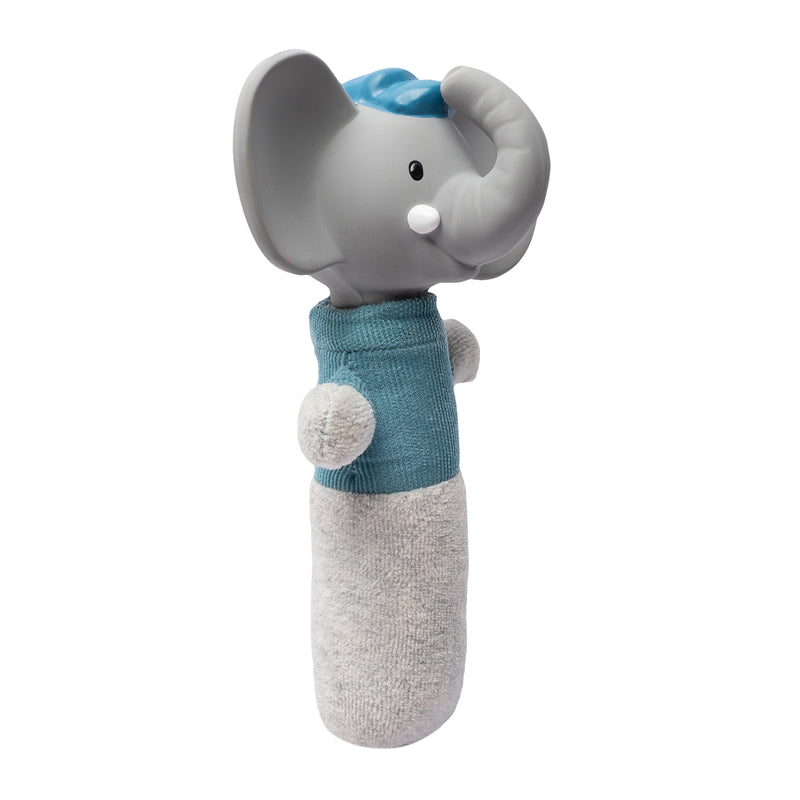 Alvin the Elephant - Soft Squeaker and Teether Toy with Organic Natural Rubber Head