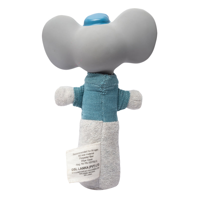 Alvin the Elephant - Soft Squeaker and Teether Toy with Organic Natural Rubber Head