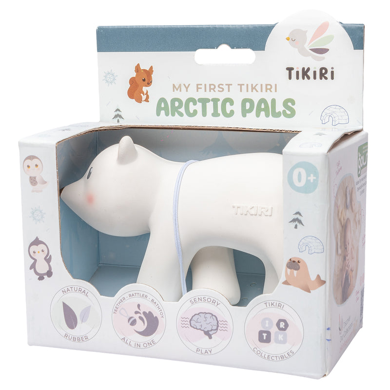 Arctic Polar Bear Organic Natural Rubber Teether, Rattle & Bath Toy