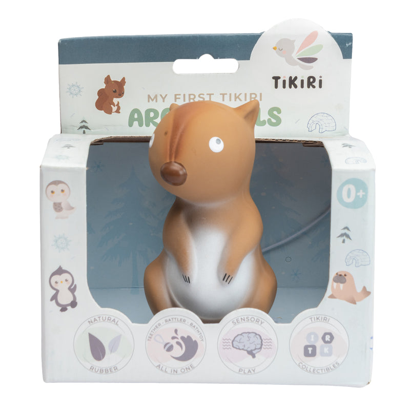 Arctic Squirrel Organic Natural  Rubber Teether, Rattle & Bath Toy