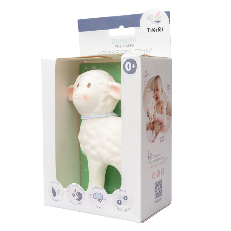 Bahbah the Lamb Organic Natural Rubber Teether, Rattle & Bath Toy
