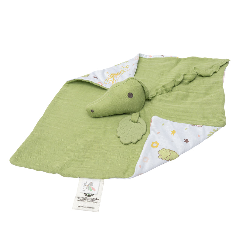 Crocodile Comforter with Rubber Teether