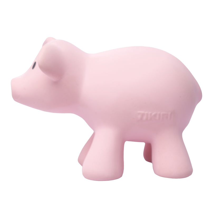 Pig Organic Natural Rubber Rattle. Teether & Bath Toy