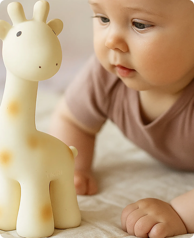 Giraffe Organic Natural Rubber Rattle, Teether & Bath Toy