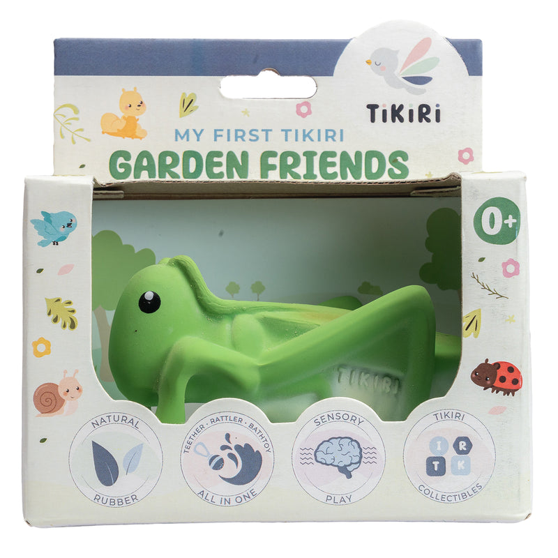Grasshopper Natural Rubber Teether, Rattle & Bath Toy