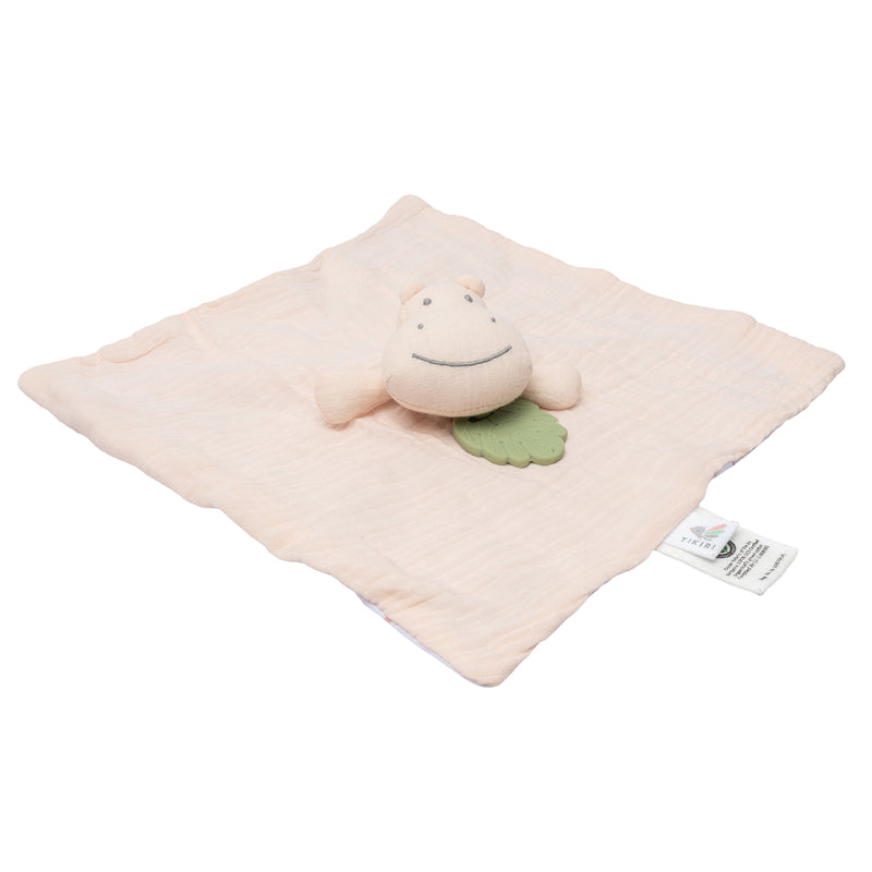 Hippo Comforter with Rubber Teether