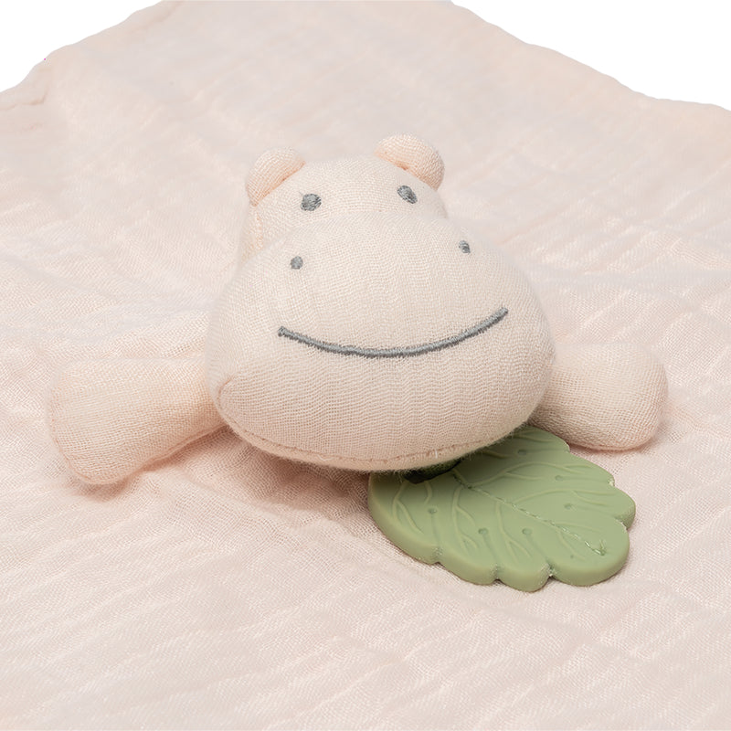 Hippo Comforter with Rubber Teether