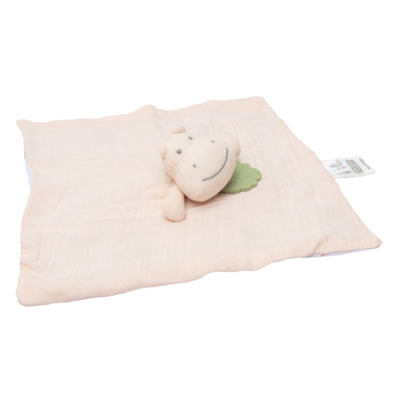 Hippo Comforter with Rubber Teether