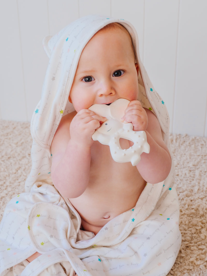 Meiya the Mouse Hooded Towel Gift Set with Rubber Teether