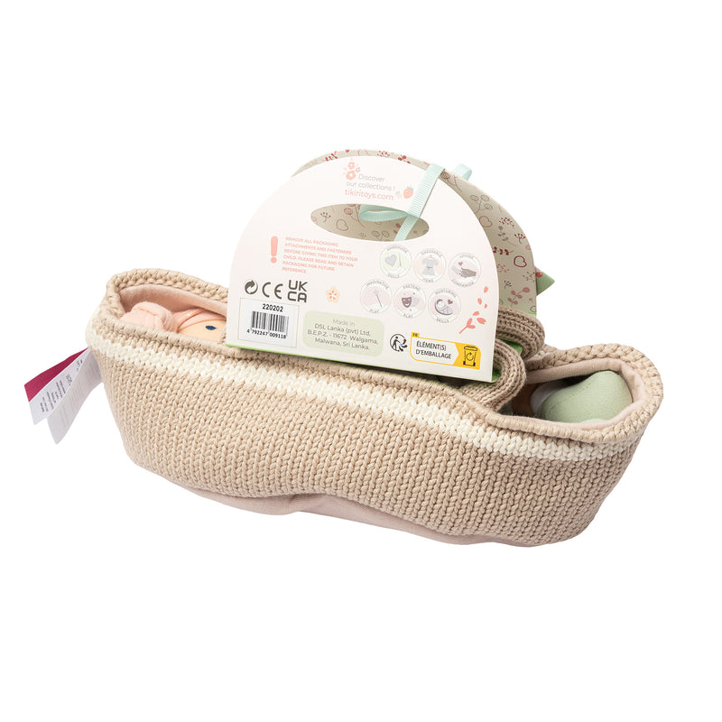 Knitted Carry Cot with Remi Baby Light Skin, Soother & Blanket