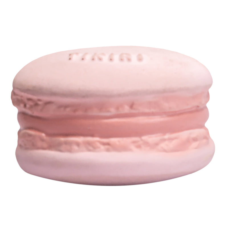 Macaroon Natural Rubber Teether, Rattle & Pretend Play