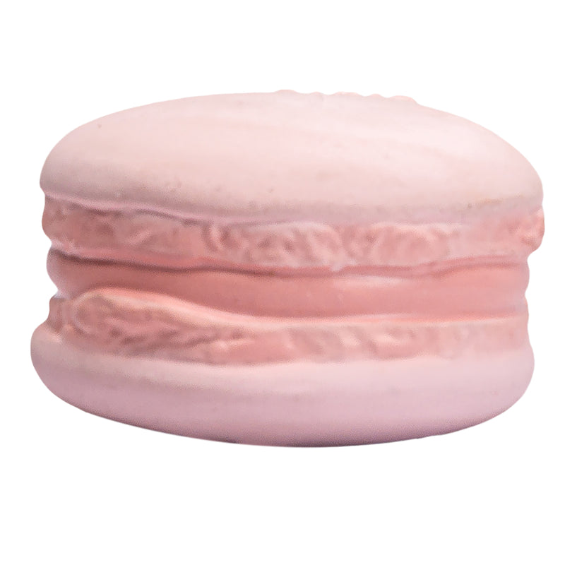 Macaroon Natural Rubber Teether, Rattle & Pretend Play