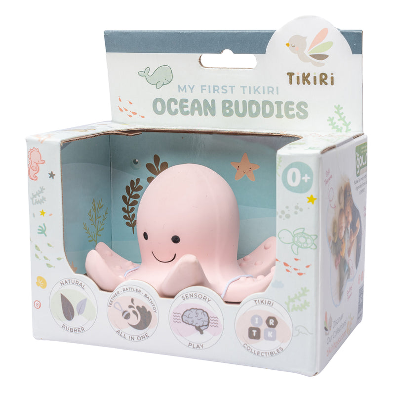 Octopus Organic Natural Rubber Rattle, Teether & Bath Toy