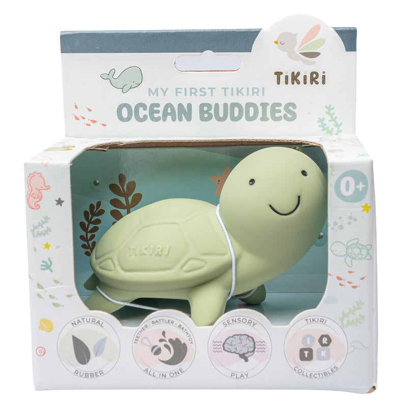 Turtle Organic Natural Rubber Rattle, Teether & Bath Toy