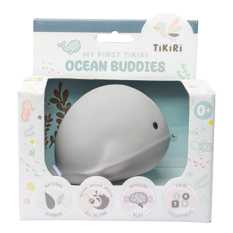 Whale Organic Natural Rubber Rattle, Teether & Bath Toy