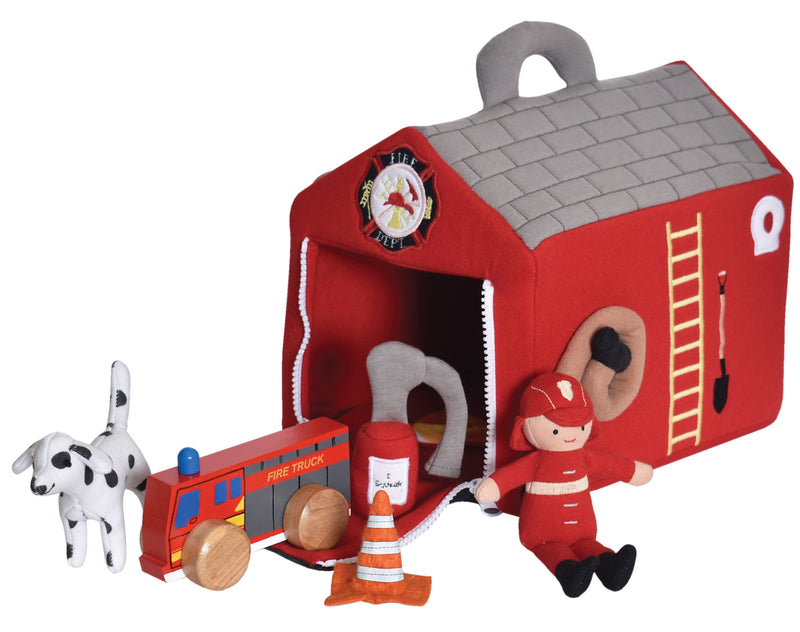 Fire Station Playset with Hat & Accessories