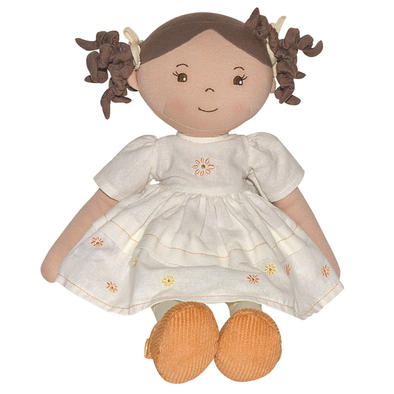 Cecilia Dark Brown Hair in Cream Linen Dress With Display Box