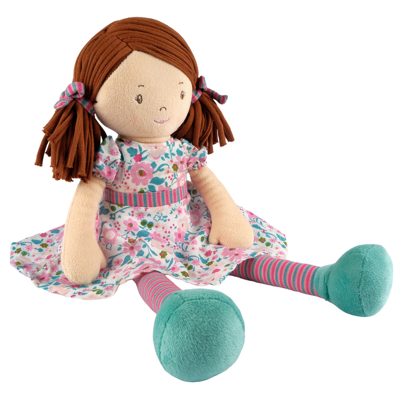 Lil'l Katy Dark Brown Hair with Pink & Sea Green Dress
