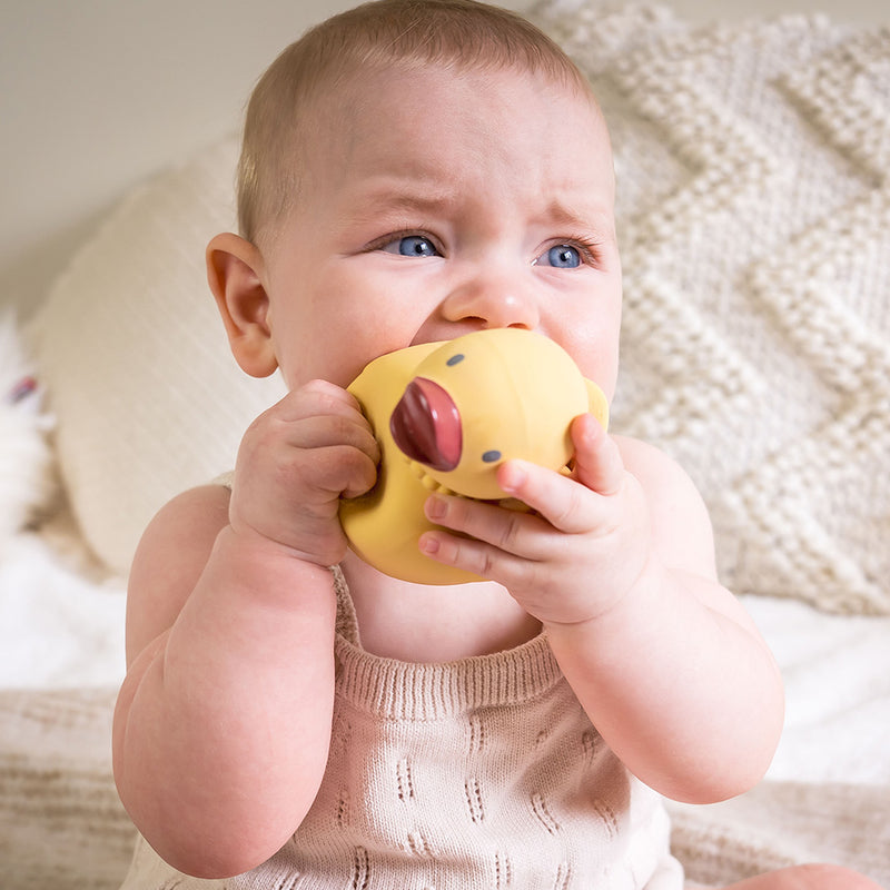 Tara the Duck -_Organic Natural Rubber Teether, Rattle & Bath Toy
