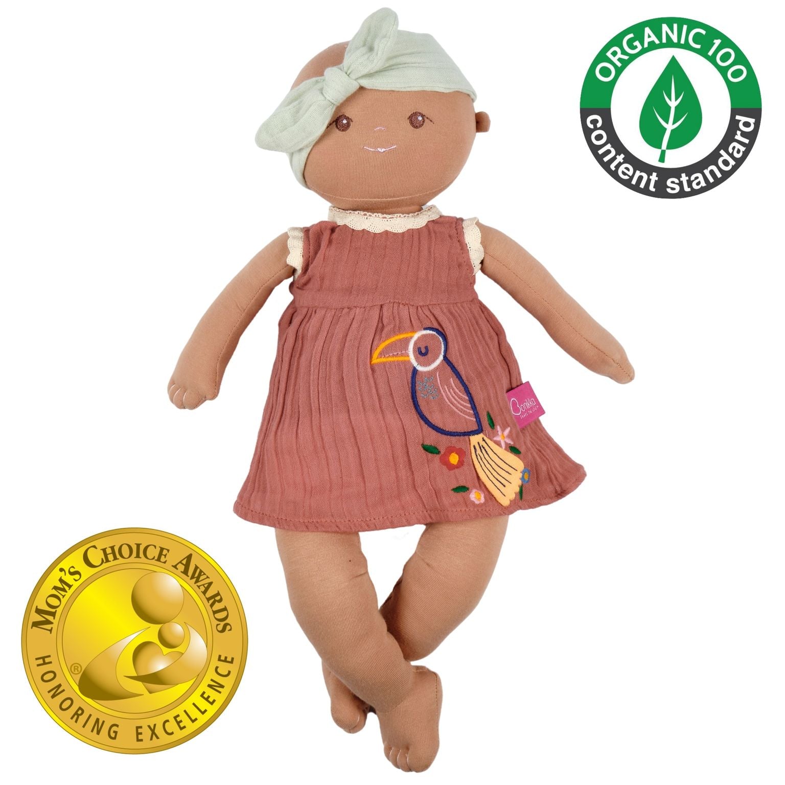 Andreu Toys Bonikka Ruby Pop – 33 Cm, Met Jeansjurk En Bruin Haar – Zacht, Wasbaar – Geschikt Vanaf 1 Maand