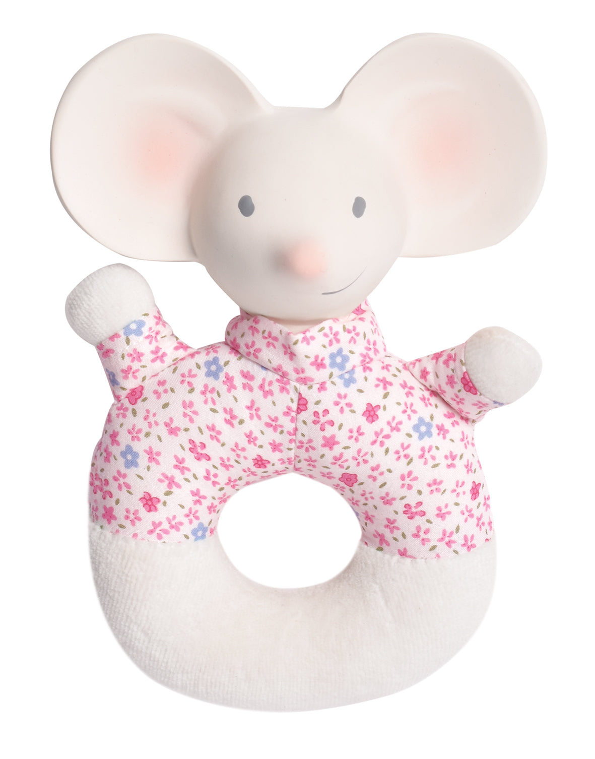 Meiya the Mouse Soft Rattle & Teether with Organic Natural Rubber Head
