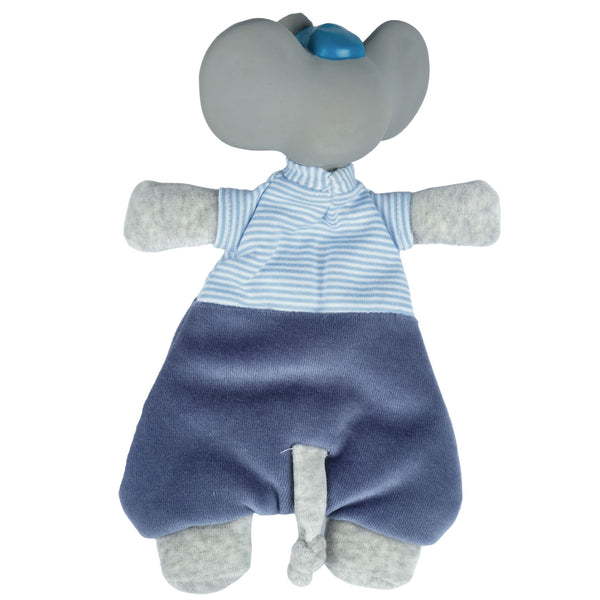 Alvin the Elephant Velour Lovey with Organic Natural Rubber Teether Head
