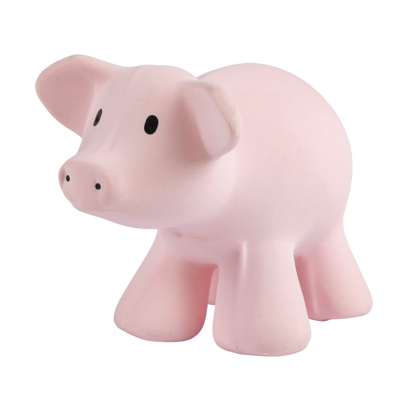 Pig Organic Natural Rubber Rattle. Teether & Bath Toy