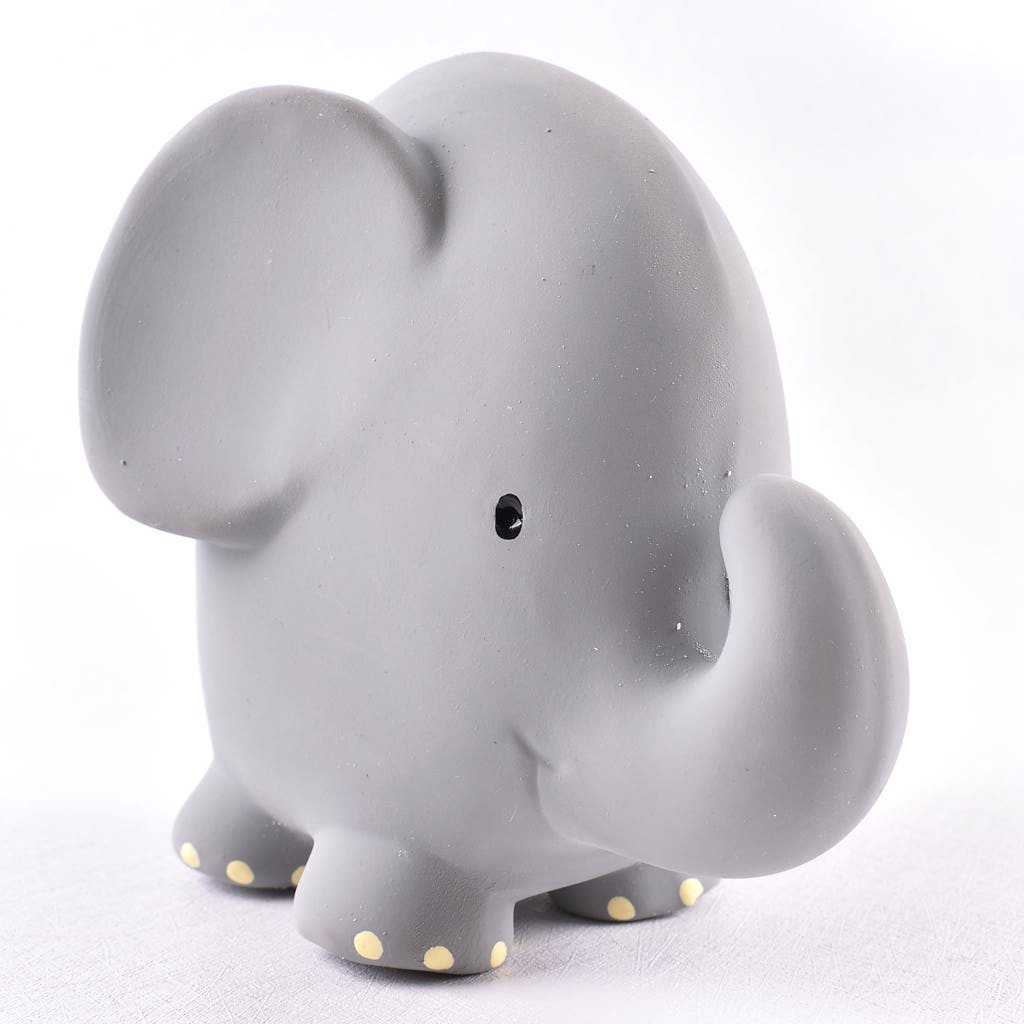 Elephant Organic Natural Rubber Rattle, Teether & Bath Toy