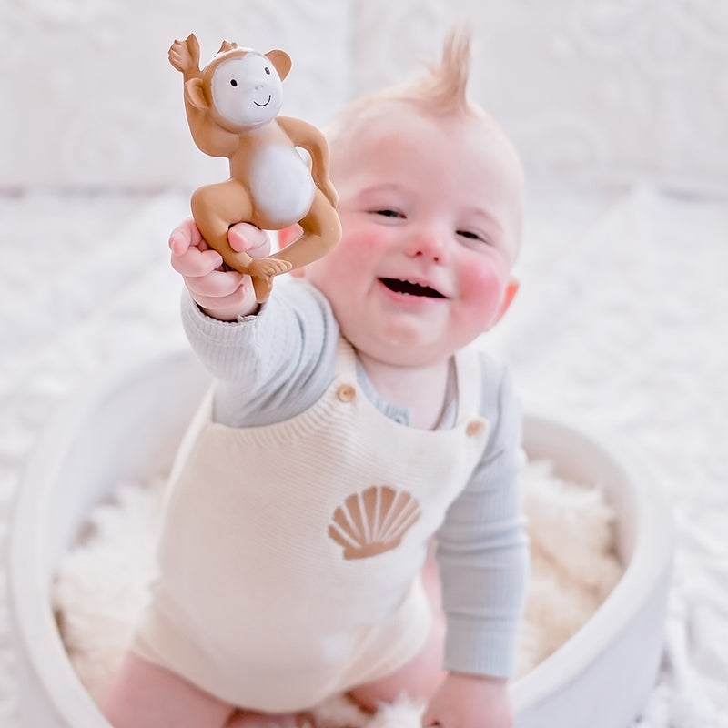 Monkey Organic Natural Rubber Rattle, Teether & Bath Toy