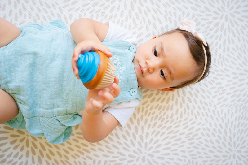 Cupcake Natural Rubber Teether, Rattle & Pretend Play